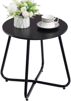 Beistelltisch Outdoor Balkontisch Rund Metall Wetterfest Schwarz