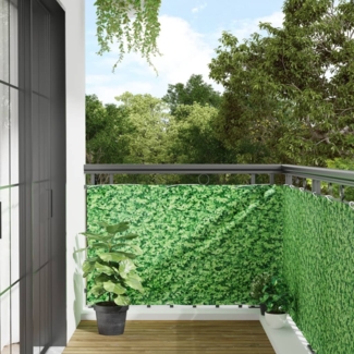 vidaXL Balkon-Sichtschutz Pflanzen-Optik Grün 400x90 cm PVC 4005461