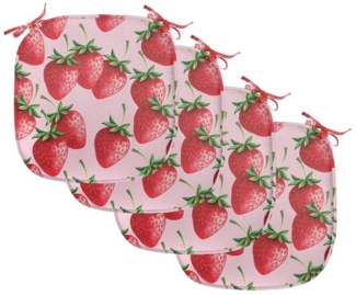 Abakuhaus Stuhlkissen Dekoratives wasserfestes Kissen mit Riemen für Küchensitze, rot Saftige Erdbeeren Obst