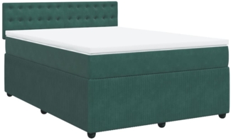 vidaXL Boxspringbett mit Matratze Dunkelgrün 140x200 cm Samt