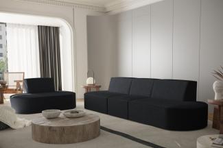 Sofaset Designersofa Set 3-1 MILOT in Stoff Ascot Bukla Schwarz