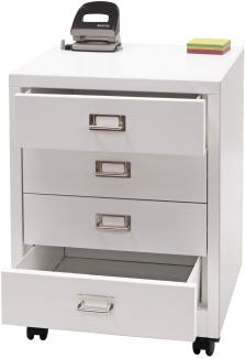 Rollcontainer HWC-L49, Schubladenschrank Stahlschrank Aktenschrank, Metall 55x40x41cm 4 Schubladen ~ weiß