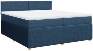 vidaXL Boxspringbett mit Matratze Blau 200x200 cm Stoff