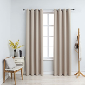 vidaXL Verdunkelungsvorhänge mit Metallösen 2 Stk. Beige 140x175 cm 134442