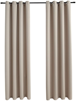 vidaXL Verdunkelungsvorhänge mit Metallösen 2 Stk. Beige 140x175 cm 134442