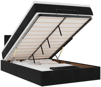 vidaXL Ottomane Bett mit Matratze & LEDs Schwarz 120x190 cm Samt 3312538