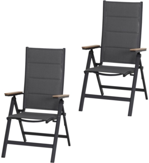 SIENA GARDEN Tesoro Klappsessel 2er-Set FSC Alu, Textil, Teak FSC 100 %