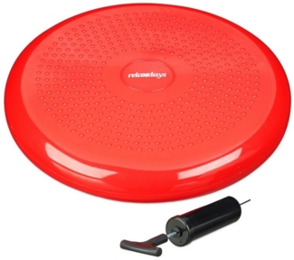 relaxdays Balancekissen Balance Kissen 33 cm mit Luftpumpe, Rot