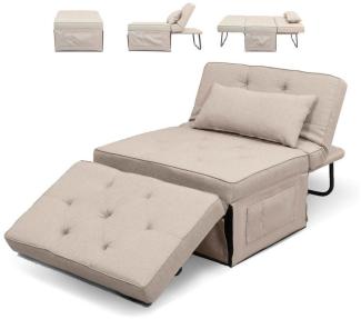 FLEXISPOT Schlafsofa Relaxsessel mit Liegefunktion, Loungesessel, Ottoman, Beige, Klappsofa, Ergonomisch, Kopfstütze, mit Relaxfunktion, Extra Kissen