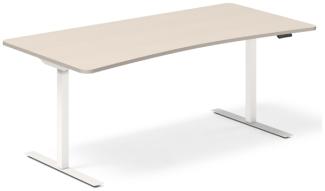 Hebe-/Senktisch DNA Birke 1800x800mm 2-Fuß-Bogen/Weiß