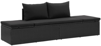 vidaXL Sonnenliege mit Auflage Poly Rattan Schwarz 46224