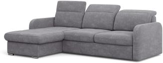 MEBLINI Schlafcouch mit Bettkasten - Ecksofa mit Schlaffunktion - Sofa mit Relaxfunktion und Kopfstützen - Couch L-Form - Eckcouch - Wohnlandschaft - EMERALD - 215x167x84cm - Dunkelgrau Webstoff