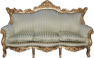 Casa Padrino Barock 3er Sofa Master Jadegrün/Beige / Gold Mod3 - Wohnzimmer Couch Möbel Lounge