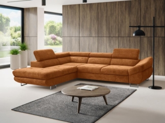 Vente-unique - Ecksofa mit Schlaffunktion - Ecke links - Strukturstoff - Terracotta - DALIAS