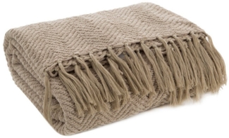 Wohndecke BOHO weiß creme beige rosa blau grau, Eurofirany, Gewebte Wohndecke mit Fransen Überwurf Sofadecke Sesselschoner 130x170