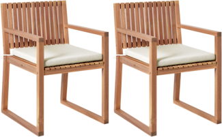 Set mit 2 Stühlen und Sitzkissen SASSARI PREMIUM zertifiziertes Akazienholz Taupe
