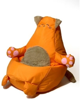 GO GIFT Sitzsack, Orange, Oxford, Katze, 130x90 cm, Bunt