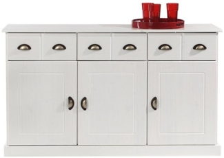 IDIMEX Kommode PARIS, Sideboard mit 3 Schubladen & Muschelgriffen Kiefer Massivholz weiß