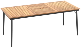 COSTWAY Gartentisch, mit Schirmloch, Akazienholz, 200x90cm Terrassentisch rechteckig