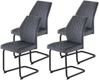HELA Freischwinger Freischwinger DALLAS 140kg belastbar, mit Rautensteppung (Set, 4 St), Esszimmerstuhl, Rücken und Sitz ergonomisch gepolstert
