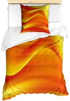Abakuhaus Bettwäsche Milbensicher Allergiker geeignet mit Kissenbezug, Microfaser, Orange Abstrakte Digital-Wellen