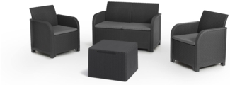 Dmora Loungeset für draußen Barrhead, Outdoor-Lounge mit Couchtisch, Terrassenset mit Kissen, 113x65 h74 cm, Anthrazit