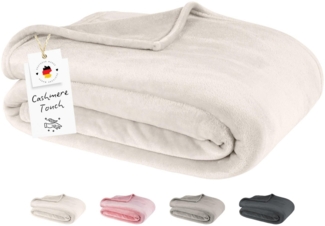 Wohndecke Kuscheldecke Flauschig Fleecedecke 150x200 180x220 Sofa Couch Decke, Carpe Sonno, Super Softe Sofadecke Überwurf Tagesdecke Beige Creme