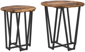 vidaXL Beistelltisch-Set 2 pcs Geräucherte Eiche und Schwarz 869722