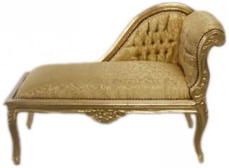 Casa Padrino Barock Kinder Chaiselongue Gold Muster / Gold Mod2R - Tron Barock Möbel