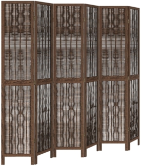 vidaXL 6-tlg. Raumteiler Dunkelbraun Massivholz Paulownia 358667