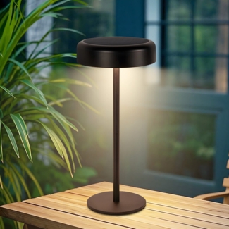 ZMH Solar Nachttischlampe mit Akku – Kabellose LED Nachttischlampe, Aufladbar 3600mAh, Touch – Dimmbar, Schwarz, Lampe mit USB Akku, Solarleuchten für Modernes Wohnzimmer, Outdoor