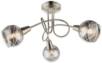 TRANGO LED Deckenleuchte, 3-flammig 1010-38SD Deckenbeleuchtung WOW inkl. 3x3-Stufen dimmbar LED Leuchtmittel 3000K warmweiß I Deckenlampe in Edelstahl-Optik mit Design rauchigen Glaslampenschirmen, Deckenstrahler, Wohnzimmer Lampe, Spots schwenkbar