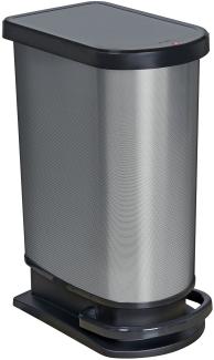 Rotho Mono Paso Mülleimer mit Klappdeckel 50 l, Kunststoff (PP), carbon metallic, 50 Liter (44 x 29 x 67 cm)