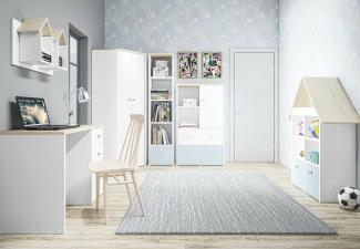 Stylefy Molli Kinderzimmer-Set I Weiß Buche Fjord Hellblau