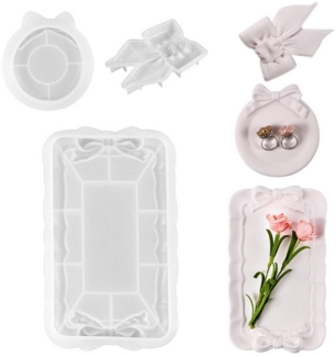 RWEUOQ Silikonform 3 Stk Silikonform Schleife, Aufbewahrungsschale Silikonform Gießformen, (Tablett Silikonform für Schmuck-Organizer 3-tlg), DIY Tropfsteinform für Gips, Plsater, Epoxidharz-Formen