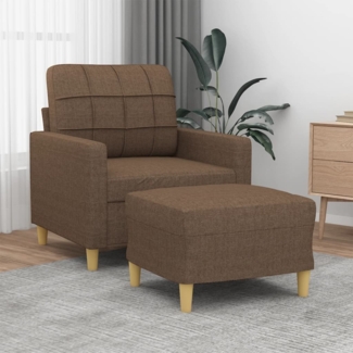 vidaXL Sessel mit Hocker Braun 60 cm Stoff 3200996