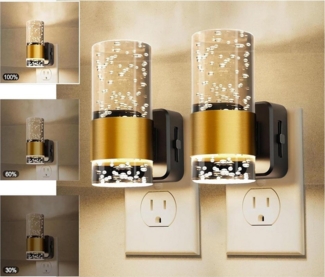 MUPOO Steckdosenleuchte Moderne Nachtlicht Steckdose Dämmerungssensor, Acryl Wandleuchte, 2 Stück Blasenform, Warmweiß, LED fest integriert, Auf- und Ab-licht Nachtlampe Kinder