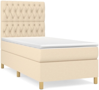 vidaXL Boxspringbett mit Matratze Creme 100x200 cm Stoff 3142558
