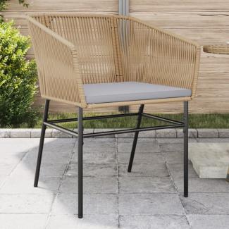 vidaXL Gartenstühle 2 Stk. mit Kissen Braun Poly Rattan 369103