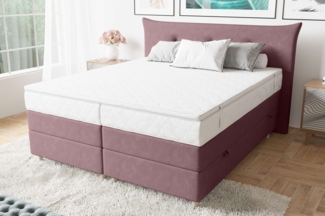 99rooms Amur Boxspringbett 140x200 cm Velours SORO Pastellrosa Bonell-Federung