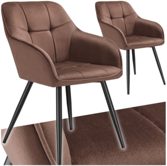 tectake Esszimmerstuhl Marilyn (Set, 2 St), Extra weicher Samtbezug mit elegantem Steppmuster