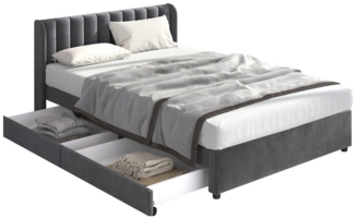 REDOM Polsterbett Doppelbett Stauraumbett Bett mit Lattenrost ohne Matratze (180x200 cm), Schlichter und stilvoller Samt-Look
