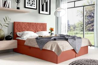 99rooms Montana Boxspringbett 180x200 cm Velours MONOLITH Korallenrot