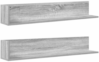 vidaXL Wandregale 2 Stk. Grau Sonoma 100x16,5x16,5 cm Holzwerkstoff 860045
