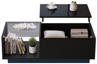 MODFU Couchtisch anhebbarer Tisch mit verstecktem Stauraum (Hochglanz Satztisch, Wohnzimmertisch, 1-St, mit LED), mit Verstecktem Stauraum und Ablage