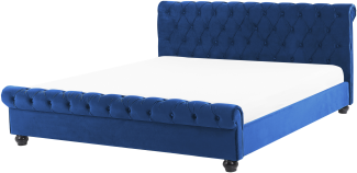 Wasserbett AVALLON 180 x 200 cm Samtstoff Marineblau