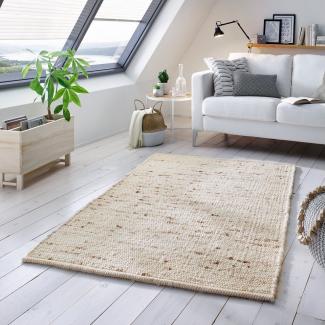 TaCa Home Wollteppich Hand-Webteppich, rechteckig, Höhe: 10 mm, nachhaltige Schurwolle meliert Wohnzimmer Schlafzimmer 140x200cm