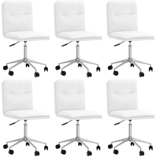 vidaXL Esszimmerstühle 6 Stk. Weiß Kunstleder 3315717