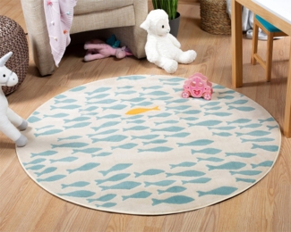 DomDeco Kinderteppich Kinderteppich mit Fisch-Motiv - kuschelig weicher Kurzflor