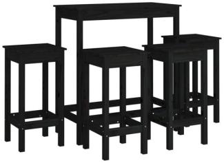 5-tlg. Bar-Set Schwarz Massivholz Kiefer [3124701]